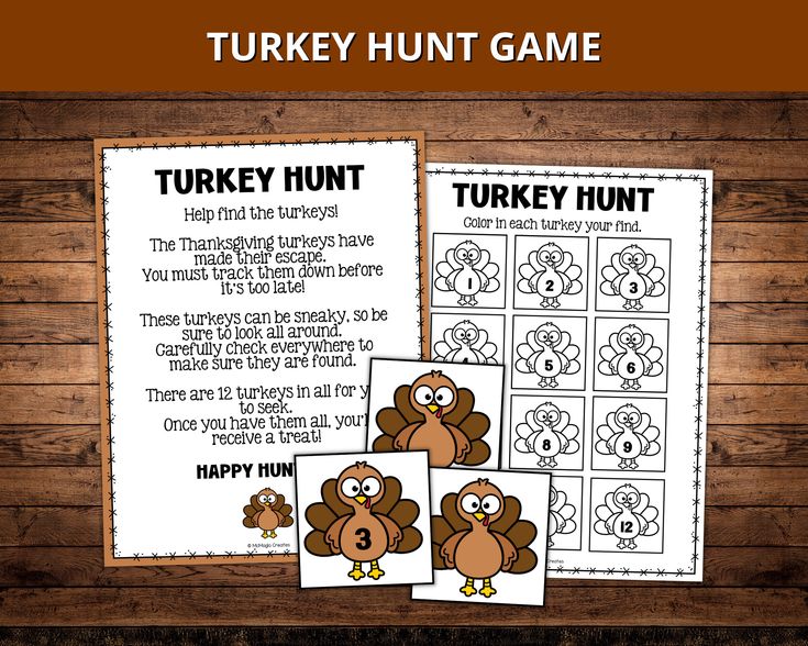 Printable Turkey Hunt Game Thanksgiving Scavenger (Instant Download ...