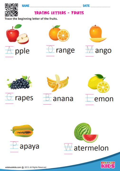 Fruits And Vegetables Preschool Worksheets