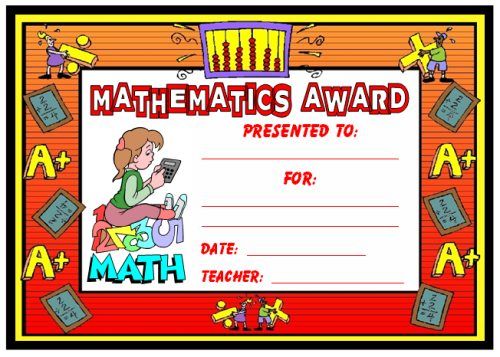 a certificate for a child's math teacher