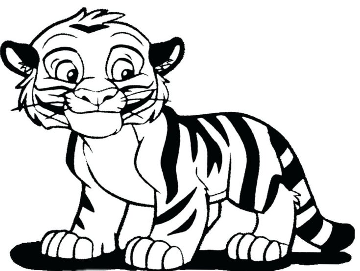 a cartoon tiger sitting down with its mouth open