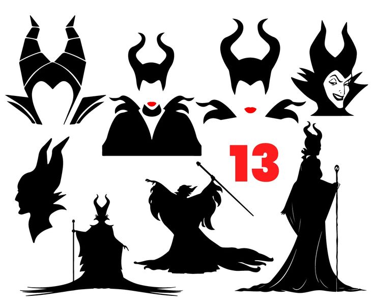 the silhouettes of witches and demon heads are shown in various poses, with numbers on them