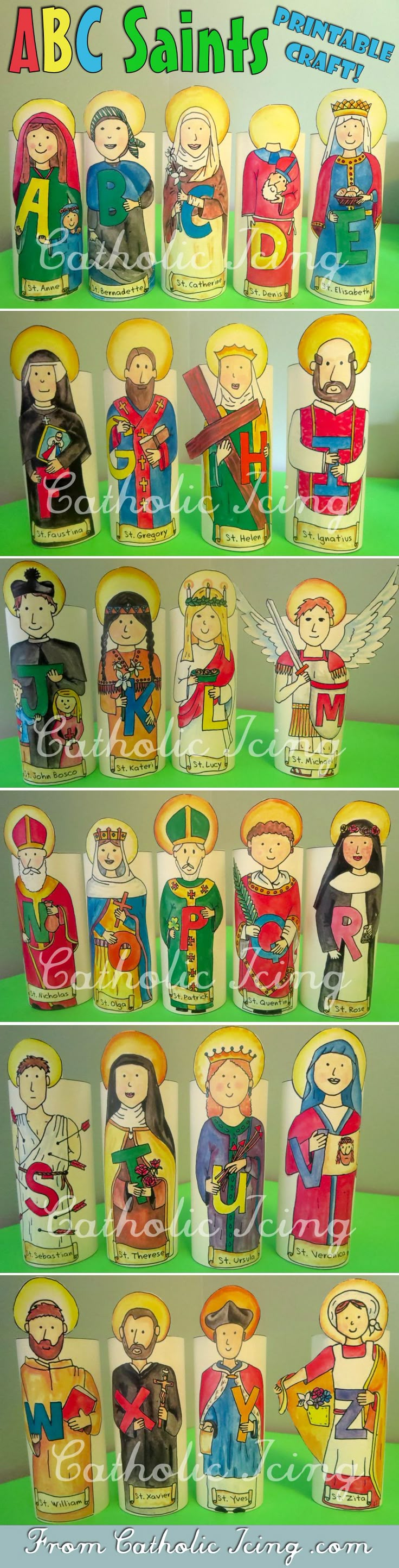 An Alphabet of Catholic Saints: Stand-up printable crafts! Craft Saints ...