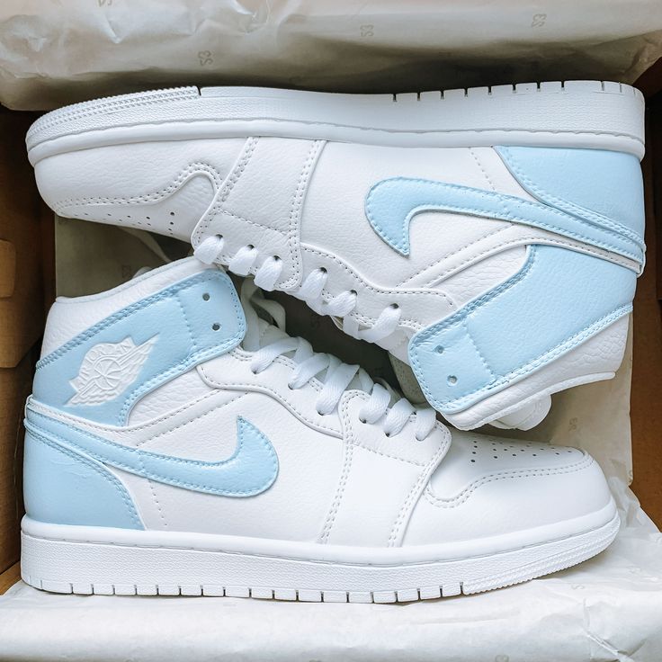 BABY BLUE DREAM AIR JORDAN 1 CUSTOM Baby Blue Sneakers, Air Jordan 1 Custom, Jordan 1 Custom, Jordan 1 Black, Preppy Shoes, Pretty Shoes Sneakers, All Nike Shoes, Nike Shoes Jordans, Embroidery Shoes