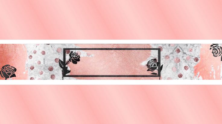 two horizontal banners with roses on them against a light pink and black background that is rectangleed to the left