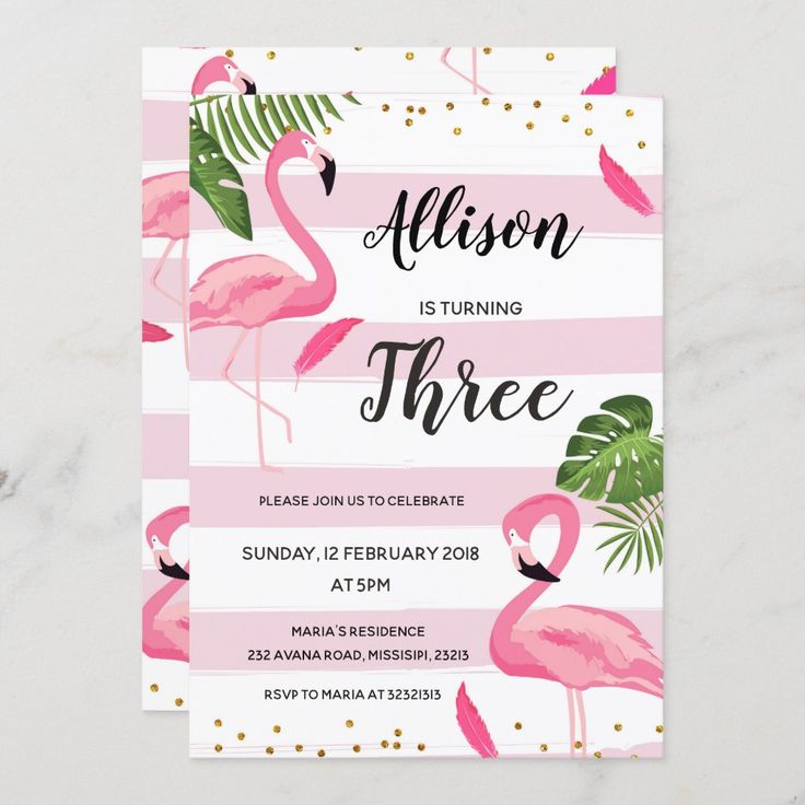 Pink Flamingo Girl Birthday Party Invitation | Zazzle | Girl birthday ...