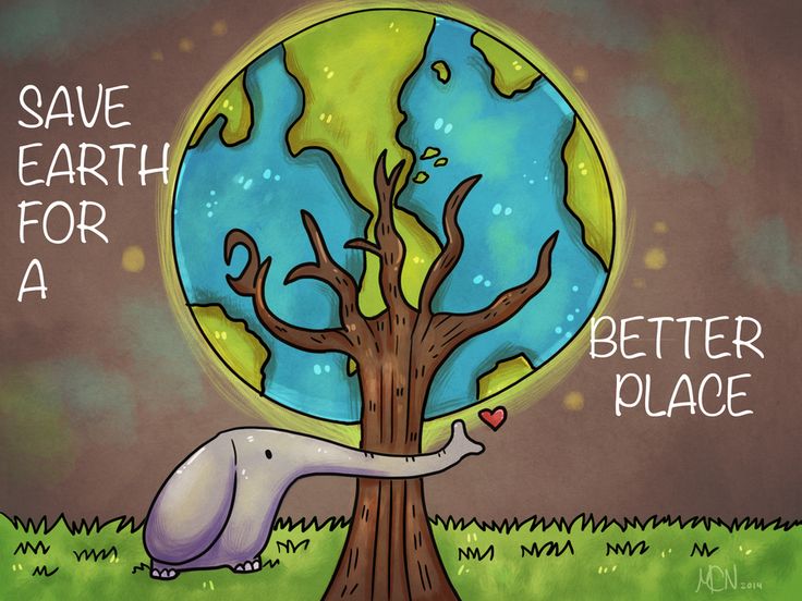 an elephant hugging a tree with the words save earth for a better place on it