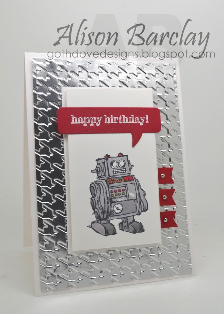 a happy birthday card with a robot on it