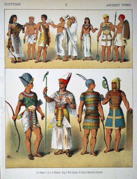 two pictures of egyptian men and women