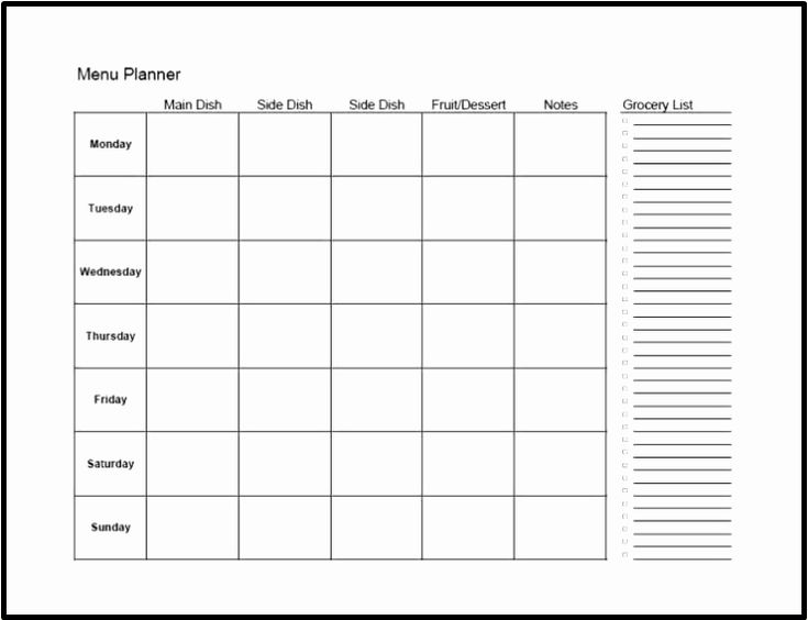 Weekly Meal Planner Template Word