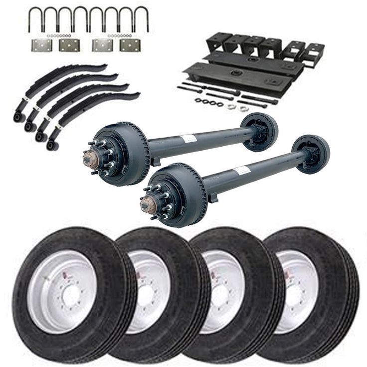 the complete kit includes four wheels, two axles and five flat - tire tires