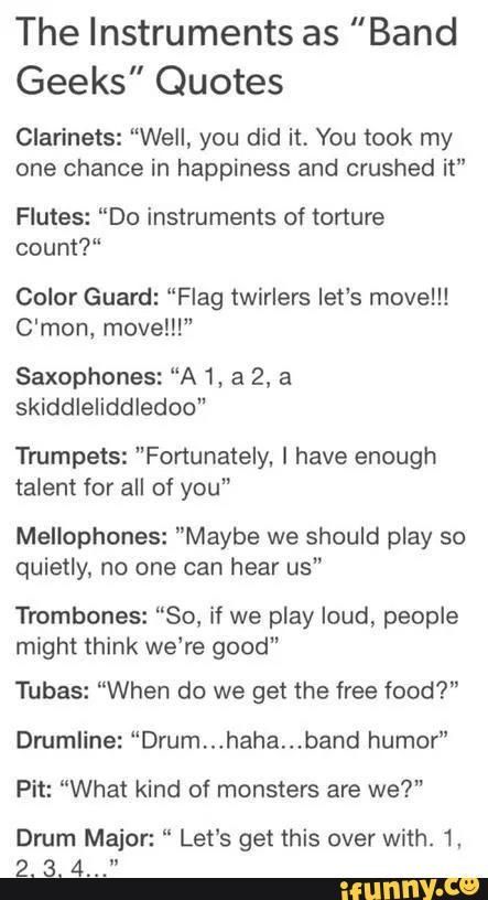 the instruments as band geeks quotes are shown in this screenshoter's image