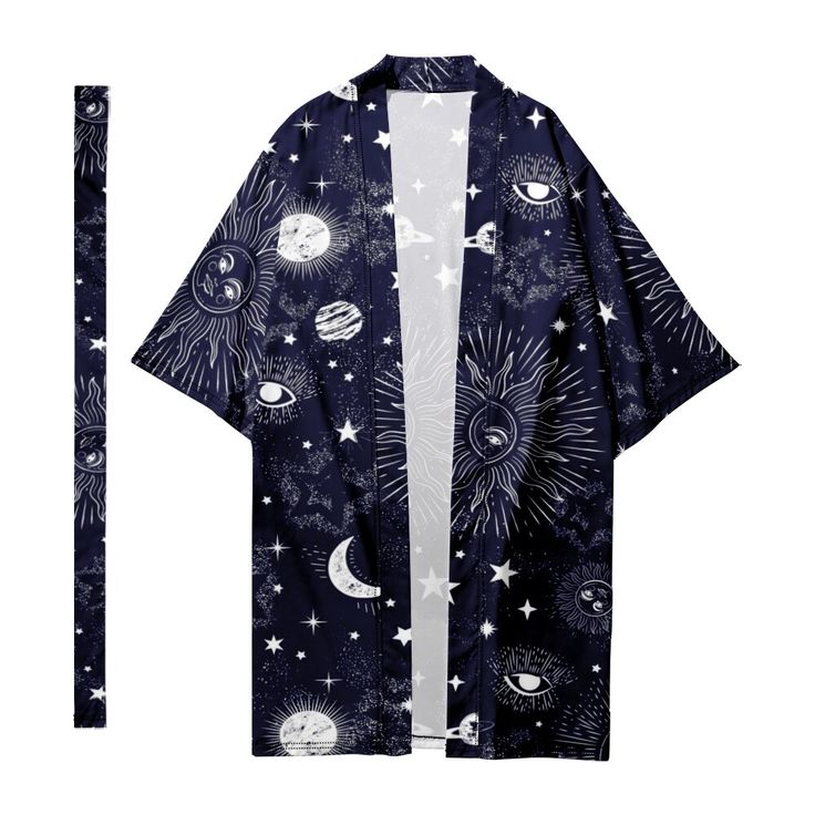 Moon Jacket, Haori Ideas, Star Kimono, Space Kimono, Moon Kimono, Star Haori, Galaxy Kimono, Moon Haori Demon Slayer, Starry Kimono