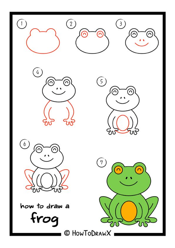 Drawing Lesson #33: How to Draw a Frog Step by Step | Drawing lessons ...