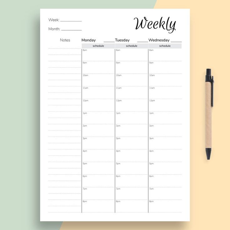 Printable Weekly Planner Page on one Page Weekly Planner A5 | Etsy ...