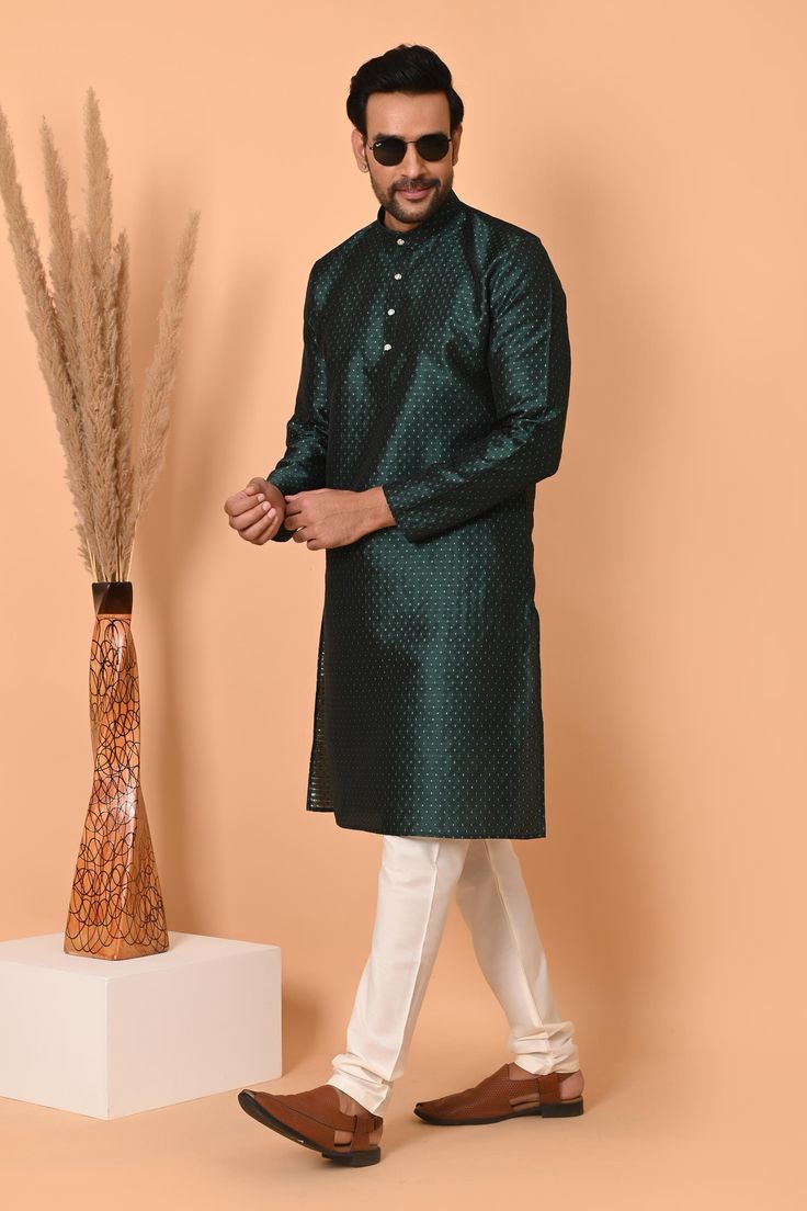 Thread weaving kurta pajama for all festive occassion and wedding purpose Indian designer party wear kurta pyjama for men's ethnic wear for all kind of occassion   Care instruction: dry clean  Top color: fabric: georgette  Package include:  top-kurta  Bottom-(pyjama) churidar pants Style- traditional kurta pyjama  Material- georgette  Let us know the length you want A. Below  knee B. Above knee  Product size guidance: please refer to chest size measurement in the size chart for your correct size  Slightly colour variation may be there due to camera resolution Any specification feel free to message us Navratri Chanderi Sherwani With Straight Kurta, Designer Wear Cutdana Kurta For Eid, Designer Wear Eid Kurta With Cutdana, Eid Sherwani In Chanderi Straight Kurta, Designer Kurta With Cutdana For Eid, Designer Kurta With Cutdana For Diwali, Designer Cutdana Kurta For Diwali, Designer Diwali Kurta With Cutdana, Semi-stitched Cutdana Kurta For Eid