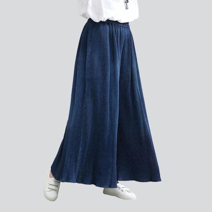 Unveil a timeless look with our 2023 Autumn Collection Pleated Navy Culottes Denim Pants—an alluring mix of vintage-style y2k. a dark wash finish. and modern-day style.Why These Pants are an Autumn EssentialFashioned with a classic y2k style. these pantskirt are a timeless addition to any wardrobe. The dark wash finish is a stylish choice for autumnal days. enhanced by its high-waisted silhouette and rubber closure. Perfect for day or night. these denim pants will be your go-to for any occasion. Proper Clothing, Vintage Trends, Autumn Collection, 2023 Autumn, Trendy Style, Fall Wardrobe, Fashion Essentials, Y2k Style, Daily Fashion