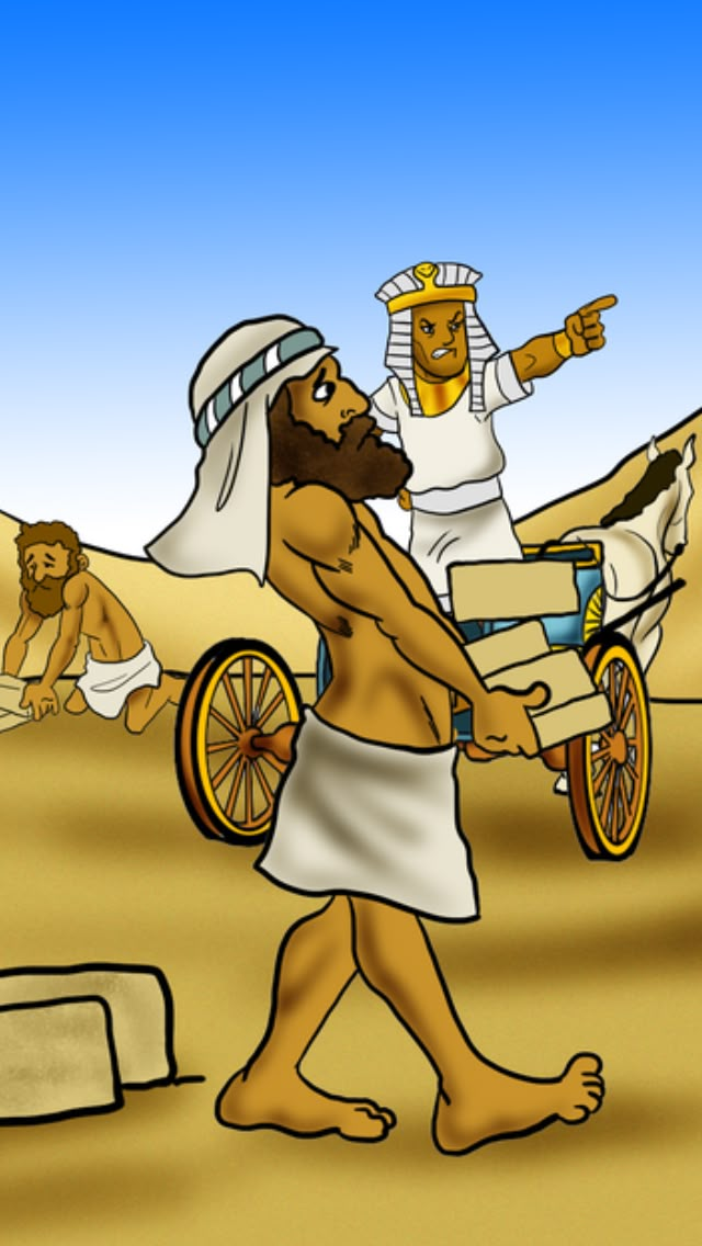 an image of a man being carried by two men on a cart in the desert