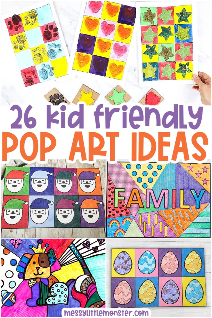 Easy Pop Art Projects for Kids - 26+ pop art ideas! | Pop art for kids ...