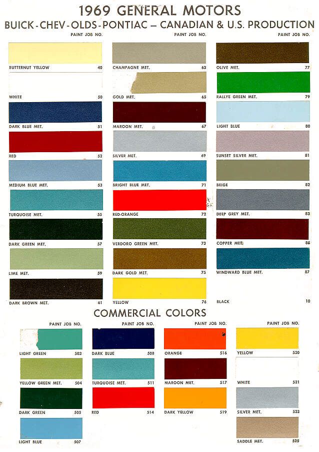 the color chart for buick's general motors