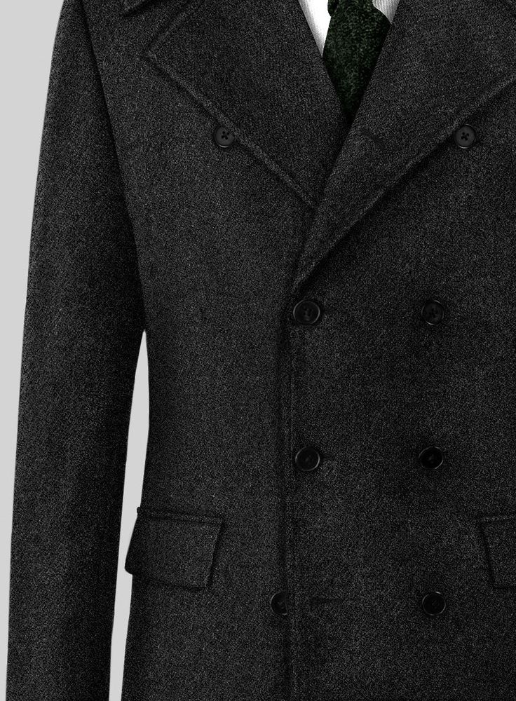 Charter of Sublime Richness: Our Highlander Heavy Heritage Charcoal Tweed GQ Overcoat is a sophisticated addition to any discerning wardrobe. Crafted from premium, robust tweed in a rich charcoal hue, this overcoat showcases a refined twill pattern that adds depth and texture, making it a standout piece for various occasions. Its lightweight lining and quality fabric ensure that you remain comfortable, whether seated in a boardroom or mingling at a social event.   Look Includes   Highlander Heavy Heritage Charcoal Tweed Fabric   Horn Royal   Black  Buttons  Three Cuff Buttons    Click 'Customize Now' to modify the look if needed.   Made from Premium Tweed Wool, one of the finest fabric available.  Lining: Viscose; Dry Clean. Twill Pattern, Master Tailor, Social Event, Tweed Fabric, Social Events, Fine Fabric, Custom Tailoring, Charcoal Color, Black Button