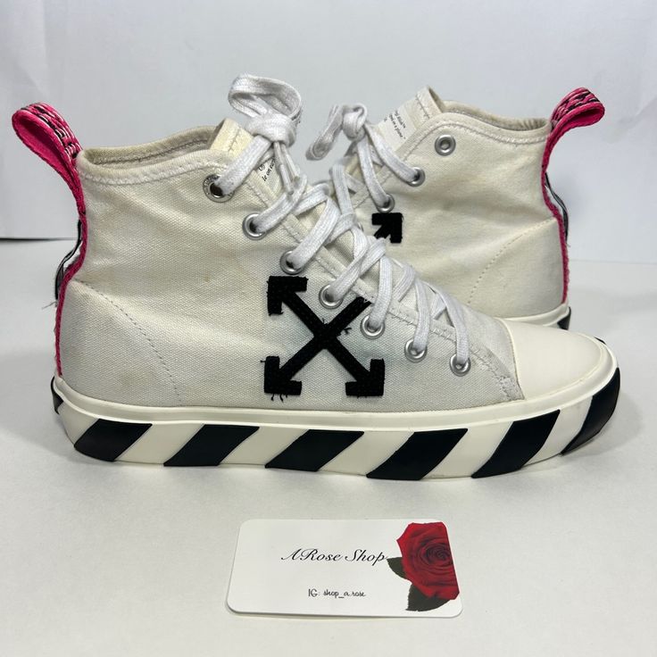 - Off-White Vulc Mid Canvas ‘White Black’ Shoes - Size: 42 / 9 M - Condition: Used - Will Ship Day Of Or Next Depends On Time White Black Shoes, Off White Shoes, Rose Shop, On Time, Mens Shoes Sneakers, Black Shoes, White Black, Athletic Shoes, Men's Shoes