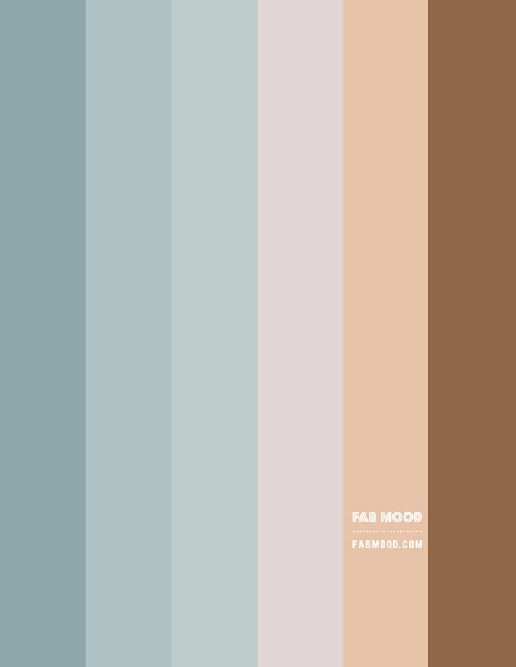 the color palette for fab mood is shown in shades of brown, blue and beige