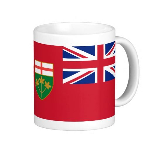 the british and canadian flags are on this coffee mug, which has been designed to look like