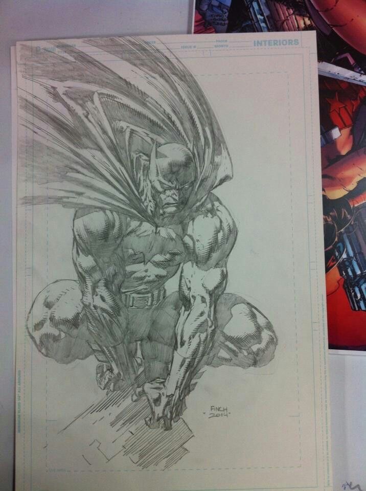 a pencil drawing of a batman in action