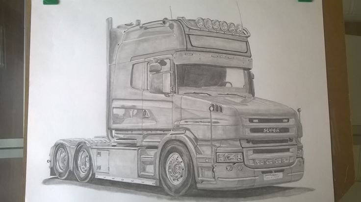 a drawing of a large semi truck