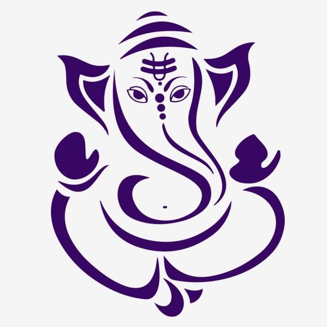 an elephant with the face of lord ganesha on it's head, in purple