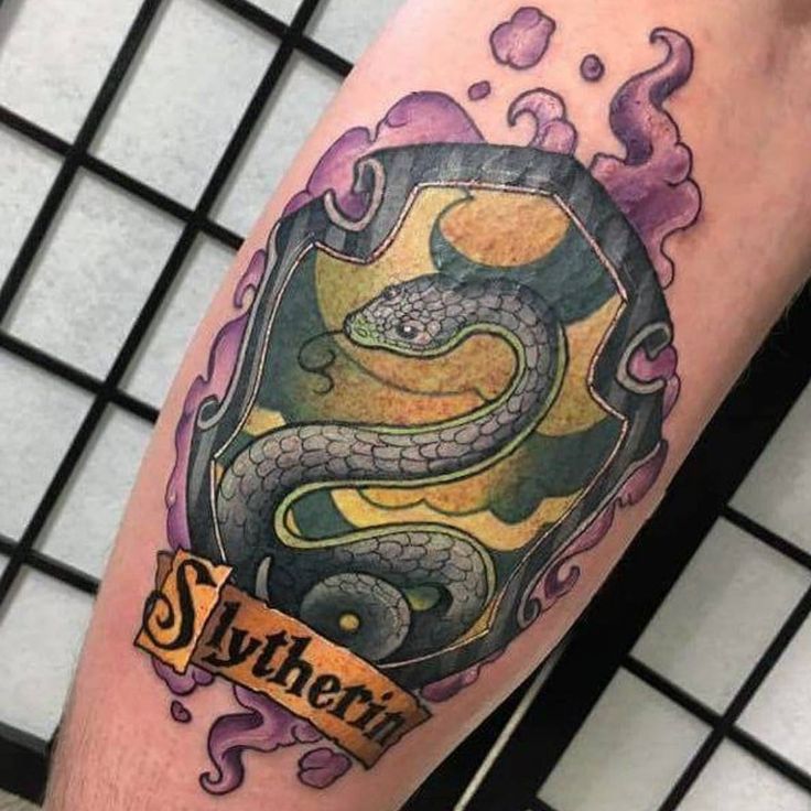 a tattoo on the leg of a person with a snake