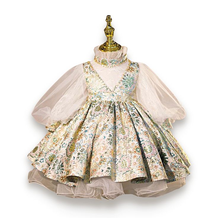 This Lace and Floral Design Royalty Princess Ball Gown for girls is perfect for any special occasion like wedding parties, birthday celebrations, Easter or Christmas parties, concerts, and other formal events. Features: Lace and floral design. Knee-length dresses. Turtleneck collar. Comfortable to wear. Lolita style. Fabric & Care: Made of high-quality cotton and polyester fabric. Hand wash is applicable. Do not bleach. Size Chart (inches):Please order one size bigger for a better fit, especiall Christmas Princess Ball Gown Dresses, Holiday Princess Dress Ball Gown, Elegant Tulle Holiday Dress For Festive Occasions, Elegant Christmas Tulle Dress, Holiday Princess Dress Ball Gown For Dress-up, Elegant Festive Tulle Princess Dress, Elegant Festive Tulle Dress, Princess Style Spring Wedding Ball Gown, Elegant Tulle Ball Gown For Christmas