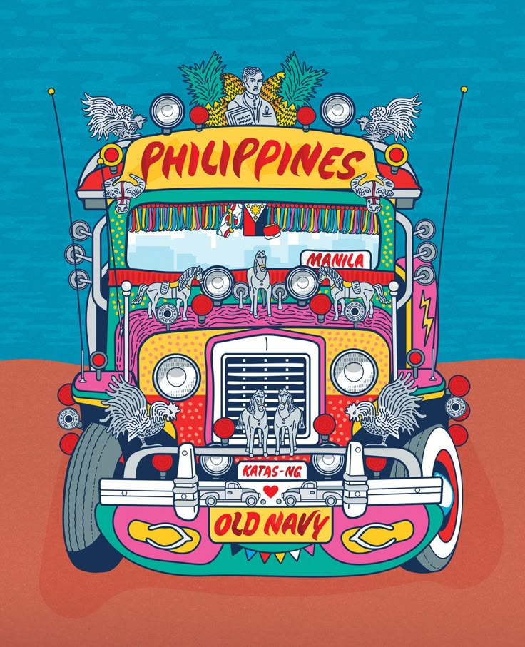 an old school bus with the words philippines on it