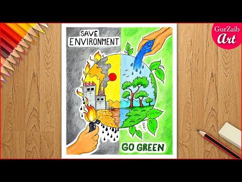 5 June World Environment Day Drawing || Save Environment || Go Green ...