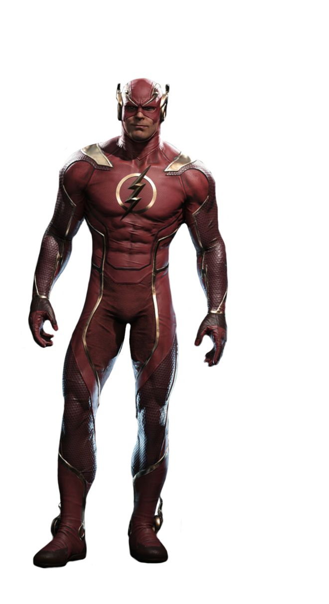 the flash standing in front of a white background