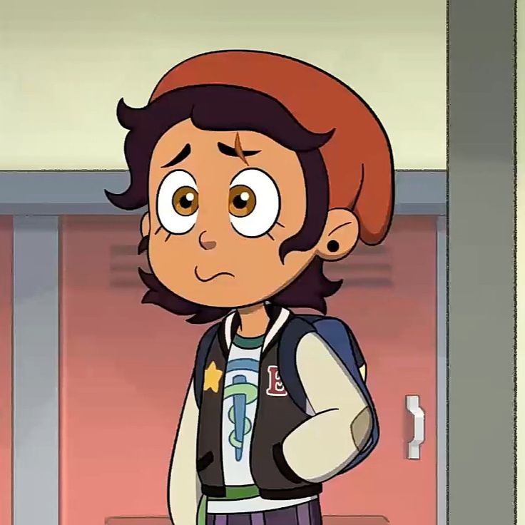 an animated image of a boy with brown hair wearing a black vest and white shirt