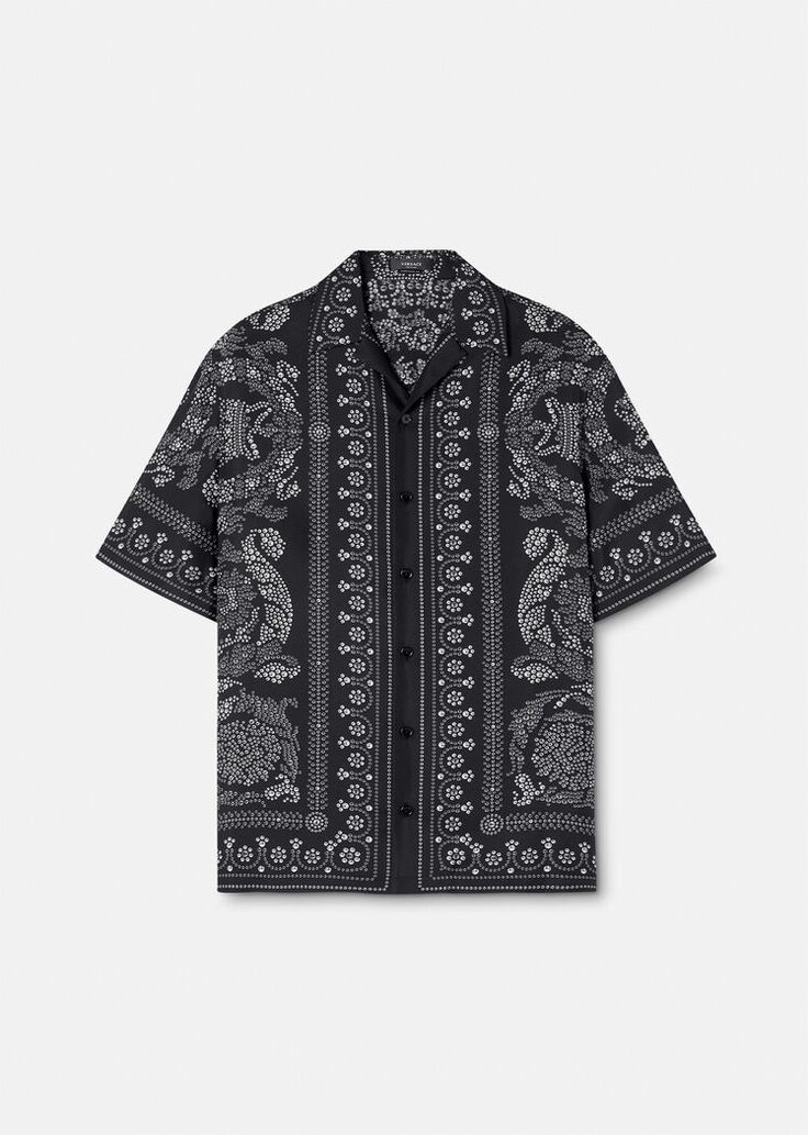 Versace Mens Shirt, Black Casual Shirt, Luxury Clothes Men, Baroque Print, Versace Home, Men Shirt, Silk Twill, Vacation Shirts, Versace Men