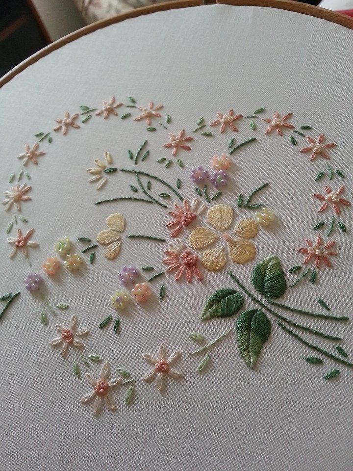 the embroidery is done and ready to be sewn on with it's flowers