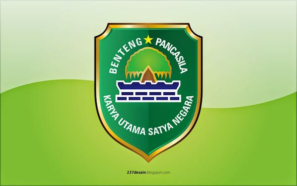 a green and yellow shield with the words bening pancasa on it's side