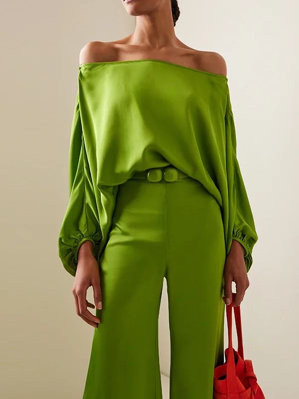 Green One-shoulder Blouse For Spring, Chic Green Off-shoulder Blouse, One-shoulder Green Blouse For Spring, Green Off-shoulder Blouse, Green One-shoulder Blouse, Casual Green Off-shoulder Summer Top, Green Off-shoulder Casual Top, Chic Green Off-shoulder Top, Green Off-shoulder Tops For Fall