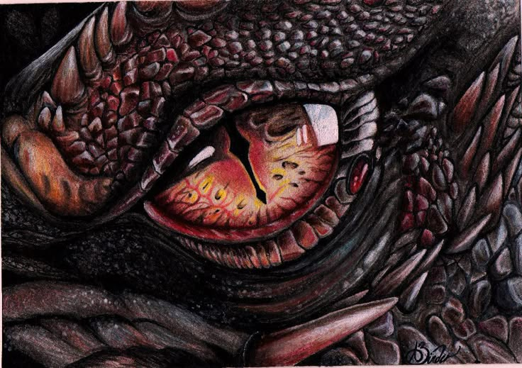 the eye of a dragon is shown in this drawing