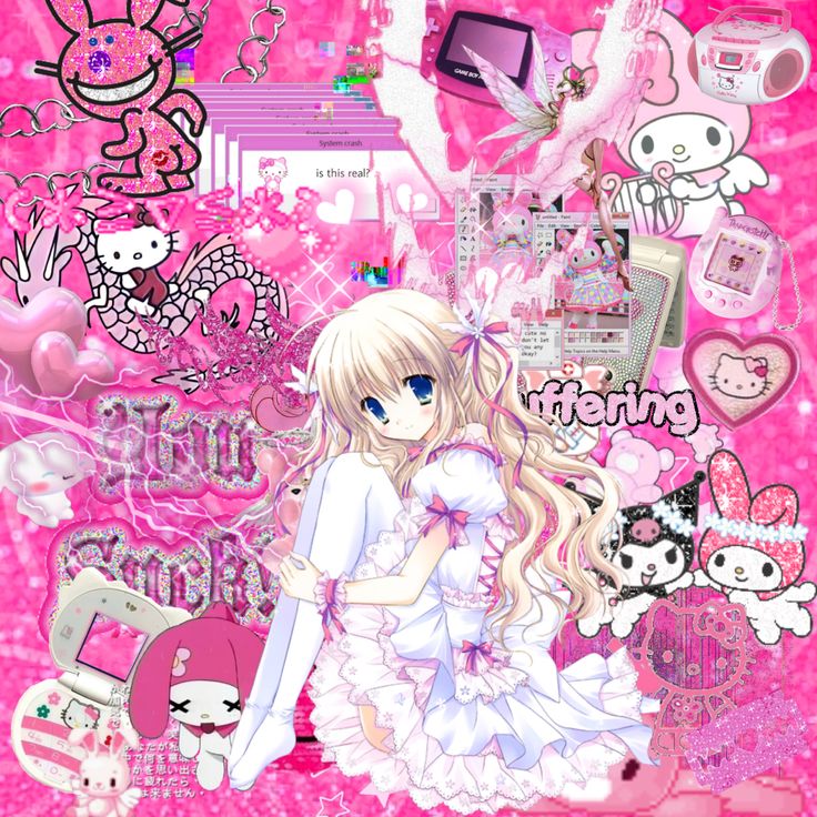 #pink #goth #y2k #animegirl #glitchcore #drain #aesthetic #sanrio #2000s #90s #anime #animecore #kawaii #draincore #siouxxie Early 2000s Anime Aesthetic, Digicore Aesthetic, Pink Goth Aesthetic Pfp, Pink Scenecore, Drain Aesthetic, Sanrio 2000s, Kawaii Scene, Aesthetic Sanrio, 2000s Wallpaper