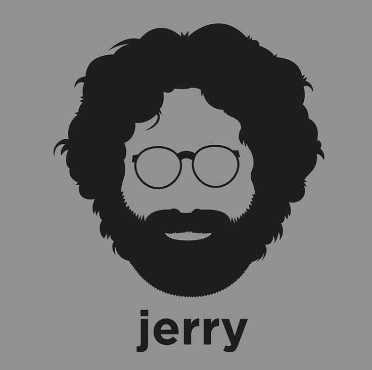 the face of a man with glasses and a red beard on a yellow background that says jerry