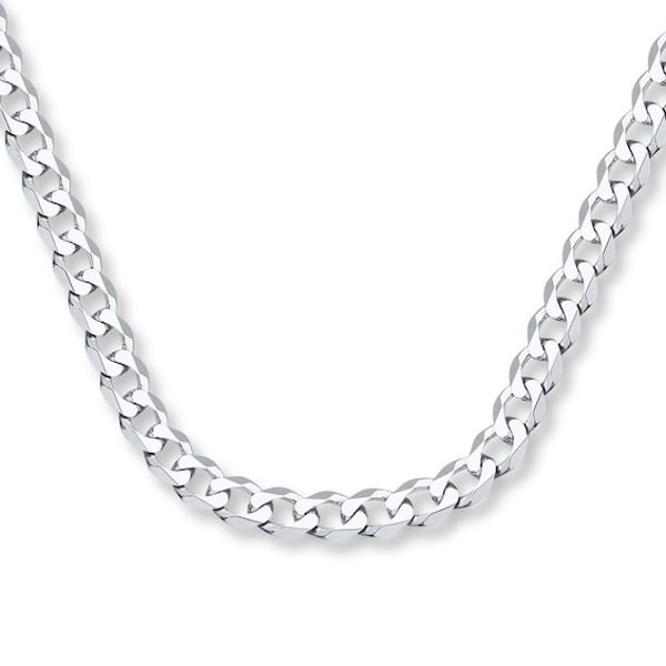 Stylish yet casual, this 20-inch curb chain for him lends a finishing touch to any outfit. Crafted of 14K white gold, the necklace secures with a lobster clasp. Male Accessories, Jewelry Beauty, Diamond Chain Necklace, Jewelry Advice, Cuban Link Chain Necklaces, Mens Gold Jewelry, Curb Chain Necklace, Jared The Galleria Of Jewelry, Gold Chains For Men