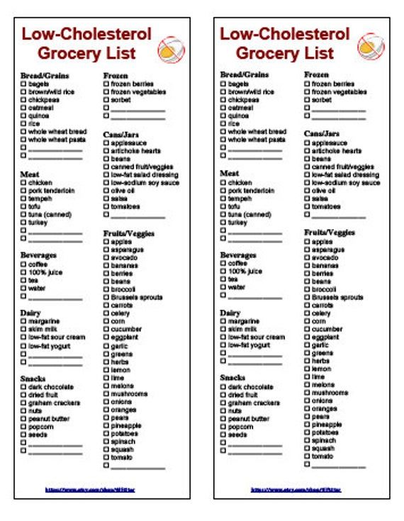 Printable List Of Foods To Lower Cholesterol