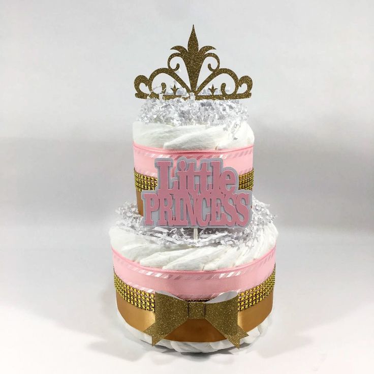 Little Princess 2-tier Diaper Cake, Pink, Gold in 2021 | Princess ...