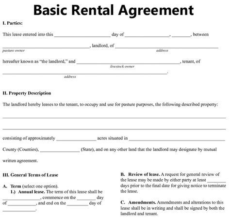 Free Blank Lease Agreement | Basic Rental Agreement Fillable : 39 ...