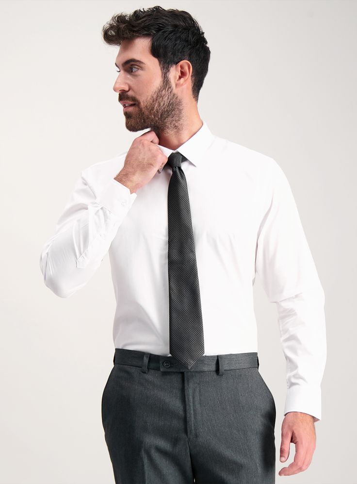 Men's White Tailored Fit Shirt With Black Tie Set White Shirt And Tie, Black Shirt White Tie Mens, Classic White Formal Shirt, Timeless White Semi-formal Shirt, White Shirt With Tie, Men’s White Dress Shirt, Black Dress Shirt Men, White Semi-formal Dress Shirt With Fold Down Collar, Tie Outfit