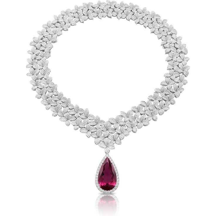 Pasquale Bruni  - Garden Goddess Necklace in 18k White Gold with White Diamonds and Rubellite Goddess Garden, Garden Goddess, Gold Goddess, Goddess Bracelet, Expensive Diamond, Pasquale Bruni, Goddess Necklace, Expensive Jewelry Luxury, Luxury Necklace