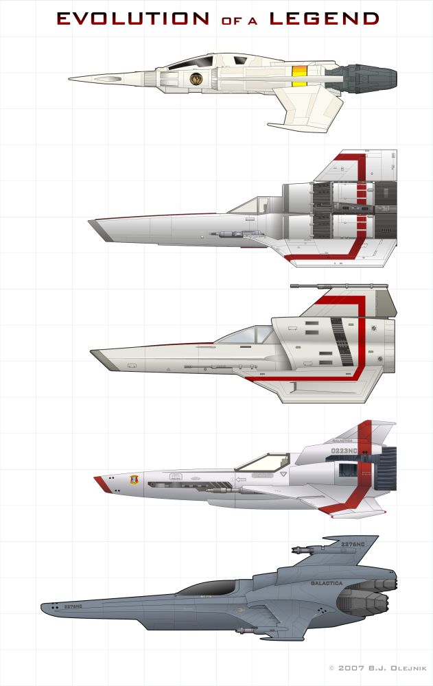 four different types of fighter jets are shown in this drawing form, with red and white stripes on each jet